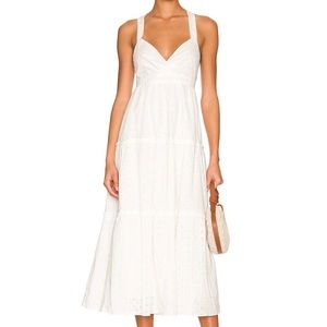 MinkPink Size Small, white midi dress!! Only worn ONCE, in brand new condition.